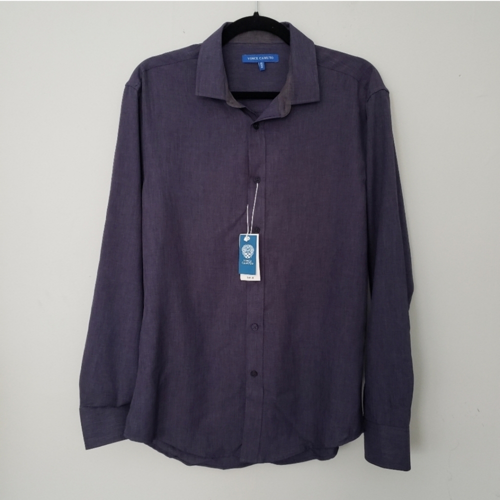 NWT Vince camuto Navy solid button down dress shirt medium